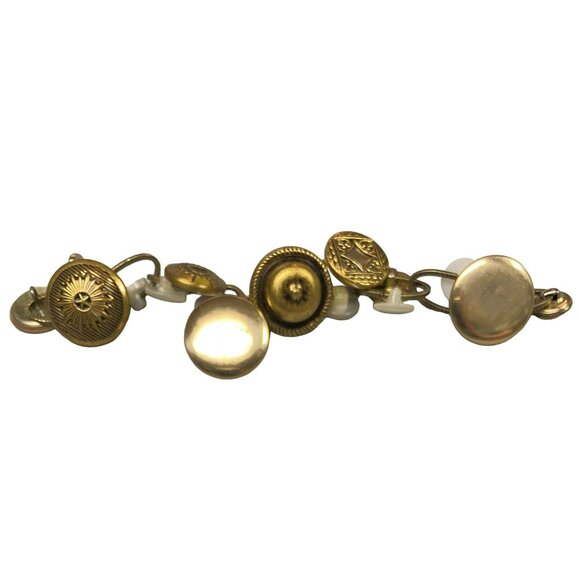 Vintage Hand Made Metal Button Charm Bracelet - Picture 1 of 6